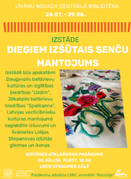Izstādes “Diegiem izšūtais senču mantojums” atklāšanas pasākums